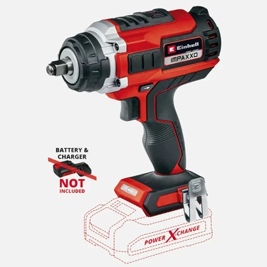 Einhell Professional Akülü Darbeli Somun Sıkma IMPAXXO 18/400 Power X-Change (Li-Ion, 18 V, 400 Nm,