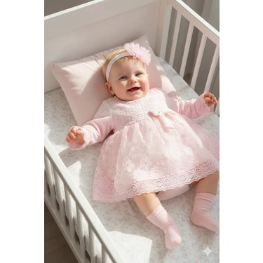 Miniday Baby Kız Bebek Mevlütlük Elbise Dantelli