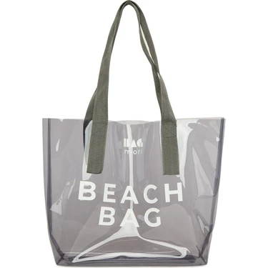 Bagmori Gri Beach Bag Baskılı Şeffaf Plaj