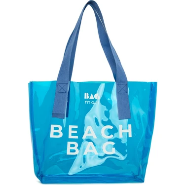 Bagmori Mavi Beach Bag Baskılı Şeffaf Plaj