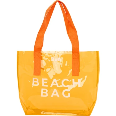 Bagmori Turuncu Beach Bag Baskılı Şeffaf Plaj