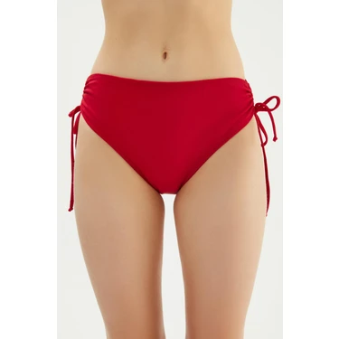 Eros 2513 Kırmızı Yanı Büzgülü Ipli Bikini