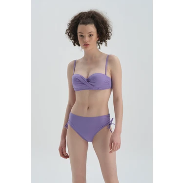 Dagi Lila Yanı Büzgülü Bikini