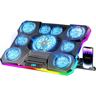 Blueforce Sx-45 Freezer 9 Rgb Fanlı Notebook Soğutucu Stand Lcd Ekranlı Siyah Type-c girişli
