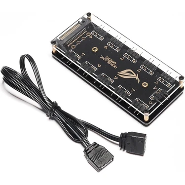 Alfais 4847 Argb Rgb LED 3 Pin 11 Port 5V Sata Power Güç Fan Çoklayıcı Şerit Hub Kablo
