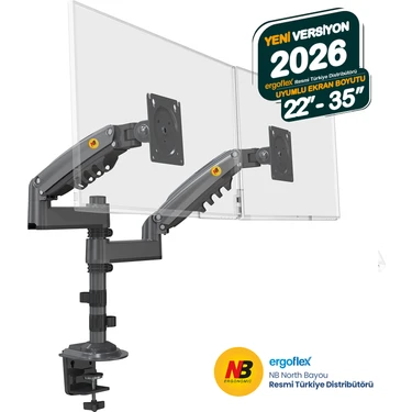Ergoflex North Bayou NB H180 Amortisörlü Profosyonel 22-35 inch Monitör Standı 2026