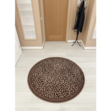 Brillant Leopar Desenli Yuvarlak Lateks Deri