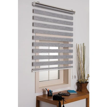 Brillant Bambu Zebra Gri Perde 50 x 200 MZ666 Etek Dilimsiz