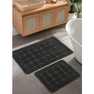 Konfor Halı Doğal Kaymaz Taban Banyo Paspas Seti Uzun Ömürlü Yumuşak Dokulu Su Emici Yıkanabilir