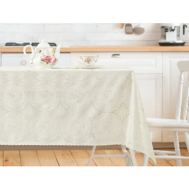 Madame Coco Roni Pvc Masa Örtüsü - Ekru - 100x140