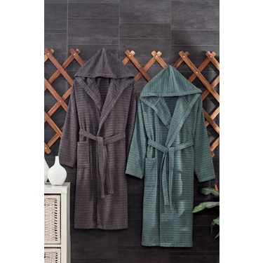 Casnack Quina 2Li Kapüşonlu Oversize Bornoz