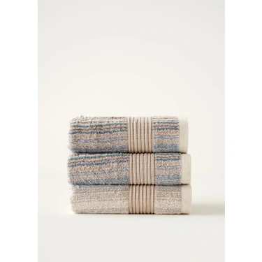 Bella Maison %100 Pamuk Stripe Ipliği Boyalı 3'lü Yüz Havlusu Seti Mavi (50X90