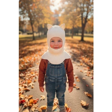 Meriç Bebe Kedi Kulaklı Kışlık Balaklava Bebek Bere Kar