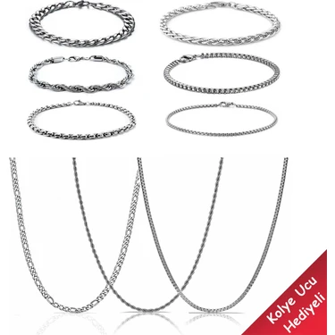 The Collection 10 Parça Set 6 Bileklik 3 Kolye 1 Sürpriz Kolye Ucu (Kolye ve Bileklik
