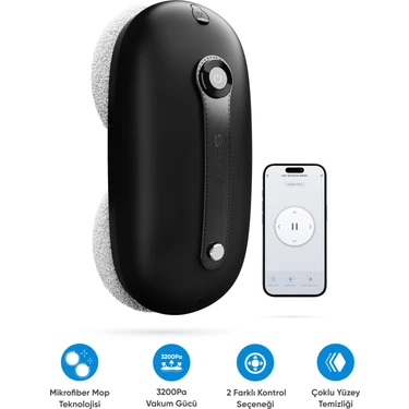 Şımart Akıllı Cam Temizleme Robotu Uygulama ve Kumanda Kontrollü 3200PA Vakum Gücü Yeni