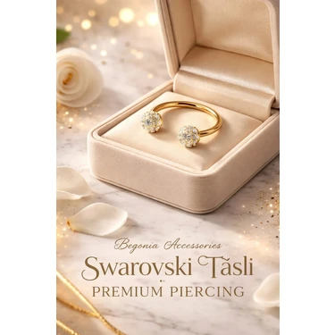 Begonia Accessories 316L Cerrahi Çelik Swarovski Taşlı Özel Epoxi Kaplı Yüzey Şambala Helix,