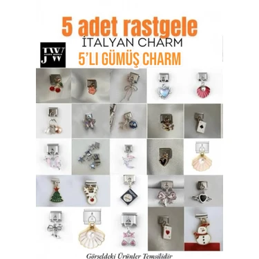 Janra World 5 Adet Rastgele Çelik Italyan Charm 9mm Italyan Charm Bileklik Uyumlu -Sallantılı &