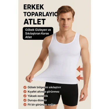 Erkek Göbek Toparlayıcı Korse Atlet – Ince Gösteren Dikişsiz Şekillendirici