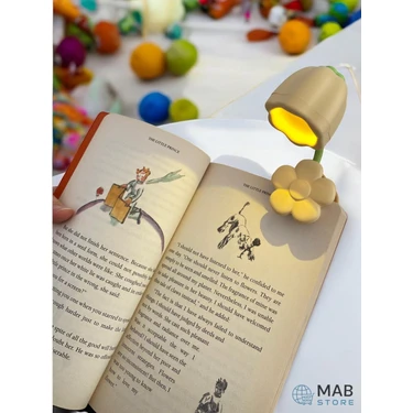 Mabs Tech Çiçek Tasarımlı Kitap Okuma Lambası - Kore Tarzı Çok Amaçlı Pilli Mandallı Led Işığı -