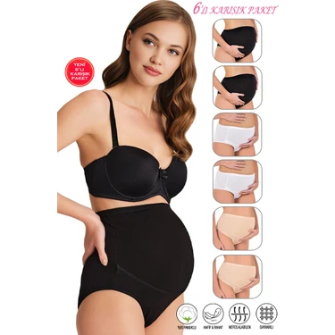 Özkan Underwear Özkan 23582 6'lı Paket Kadın 2 Siyah 2 Beyaz 2 Ten Karışık Renk Pamuklu Likralı