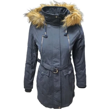 Timberline TB3439 Kadın Gabardin Kapüşonlu Içi Kürklü Mont - TB3439 -