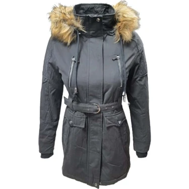Timberline TB3439 Kadın Gabardin Kapüşonlu Içi Kürklü Mont - TB3439 -