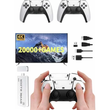 Azrlya 3D 4K 2000 Oyunlu Game Stick Oyun Konsolu Çift Konsol -