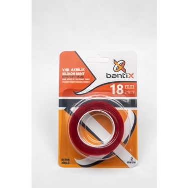 Bantix Çift Taraflı Ekstra Güçlü Şeffaf Silikon Bant 18MM*2 Metre 04