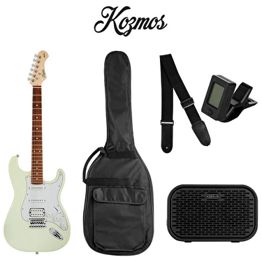 KOZMOS KGP-STG20HSS-OWH Beyaz Elektro Gitar + UNIQUE-MINI-BK 10W Amfi Başlangıç