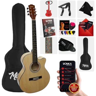 Midex XC-200CR Kaliteli Akustik Gitar Seti 40 İnç 4/4 Yetişkin Full