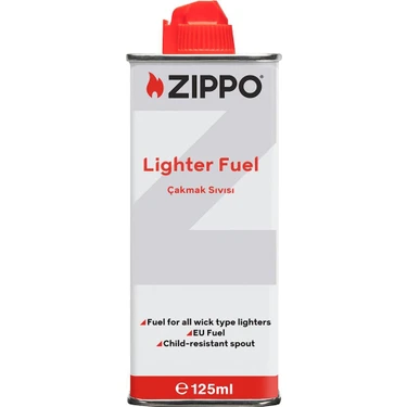 Zippo Çakmak Benzini 125 ml – Kilitli Kapaklı Metal Şişe, Dökülme Önleyici Tasarım ve Hediyelik