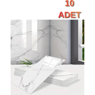Renkli Duvarlar 10 Adet 30X60 cm  Yapışkanlı Mermer Desenli Köpük banyo,tezgah arası Duvar Paneli