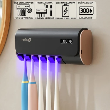 Mioji Mio UV5F Pro 2600mAh Şarj Edilebilir UV Sterilizatörü Diş Fırçası Tutucusu -