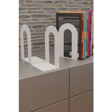 Risingmaber Dekoratif Beyaz Klasik Metal Kitap Tutucu , Kitap Desteği (Ikili Set)