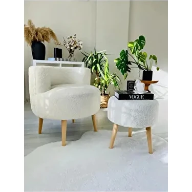Mobilya Çay Set Ikili Koltuk Berjer ve Puf Takımı (Salon, Balkon, Ofis) (2) Li