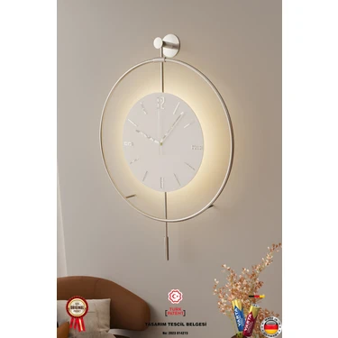 MetaQuartz Aksesuar(Büyük Boy - 50*75 cm) Gümüş Kristal Seri -Pilli LED - , Modern Dekoratif Duvar