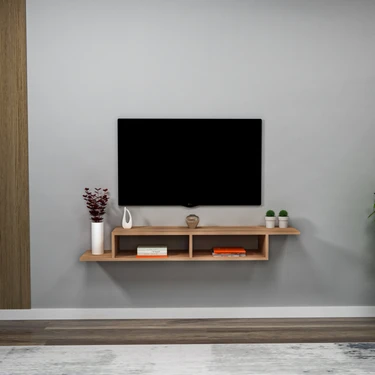 Arnetti Muson Raflı Duvara Monte TV Sehpası, Atlantik Çam -