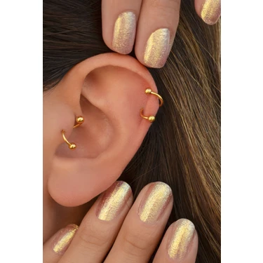 Sacce Scarves & Accessories Kıvrımlı Çelik Spiral Piercing 6 mm Gold Kıkırdak için Kadın