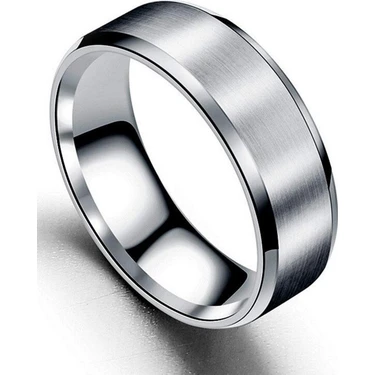 6mm Köşeli Düz Model Unisex Kadın Erkek Çelik Alyans Yüzük