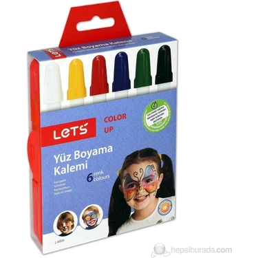 Lets Yüz Boyama Kalemi 6'lı Set - Karışık Renkler, Kolay Kullanım,