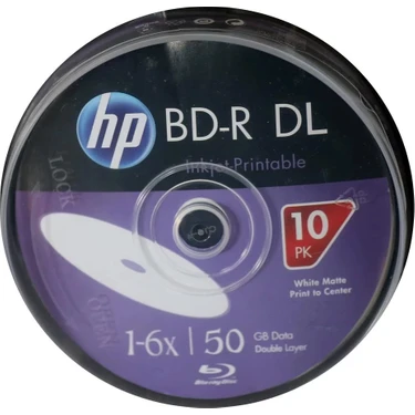 Decostyle Hp Blu-Ray Bd-R 6x 50GB 10LU Cake Box Prıntable Baskı Yapılabilir Blu-Ray