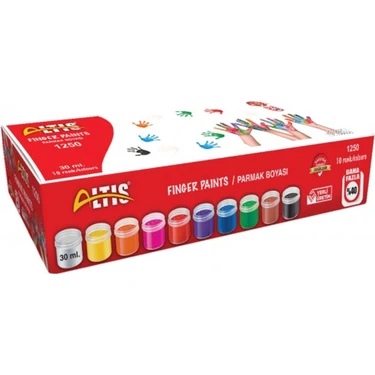 Altis Parmak Boyası - 10 Renk, 30 ml x 10 Adet, Su Bazlı, Zararsız ve Kolay