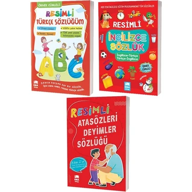 Ema Kitap Resimli Türkçe Sözlüğüm - Resimli İngilizce Sözlük - Resimli Atasözleri Deyimler