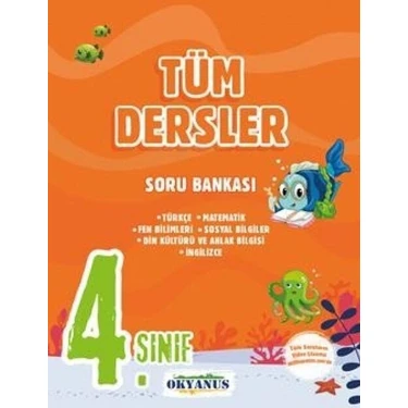 Okyanus Yayınları 4. Sınıf Tüm Dersler Soru Bankası Türkçe 296 Sayfa