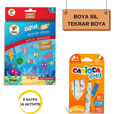Carioca Baby Keçeli Kalem 6'lı ve Boya Sil Aktivite Kitabı (Tükenmez Boyama