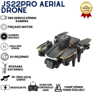 Hzl JS22PRO Drone,4k Uzaktan Kumandalı, Fırçasız Motorlu 360 Roll Özellikli , Çift Lens Korumalı