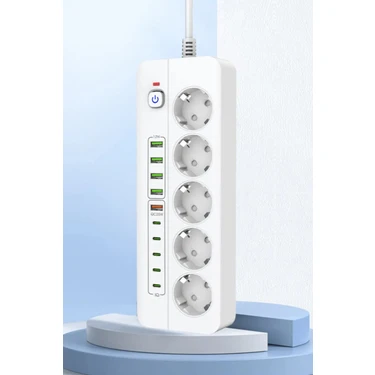 Yussraw Pro P13 3000W Akım Korumalı 5 Girişli Type-C ve USB Girişli Uzatmalı Grup