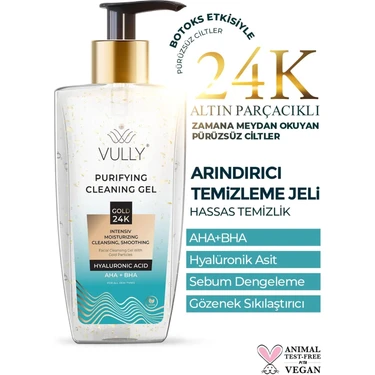 Vully 24K Altın Parçacıklı Arındırıcı Nemlendirici Gözenek Sıkılaşyüz Temizleme Jeli 200