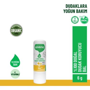 Siveno %100 Doğal Dudak Koruyucu Bal Bitkisel Lipbalm Dudak Kremi Nemlendirici Parlatıcı Onarıcı 6