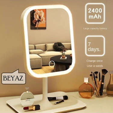 Şarjlı LED Işıklı Makyaj Aynası LED Dokunmatik Makyaj Aynası Oynar Başlıklı 3 Modlu USB